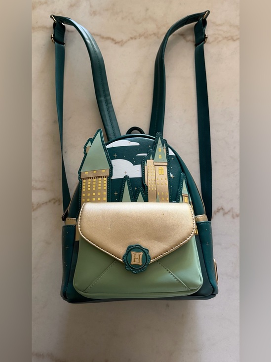 Loungefly Handbags - Harry Potter - GOLDEN HOGWARTS CASTLE 10” Faux Leather Mini Backpack, LOUNGEFLY
